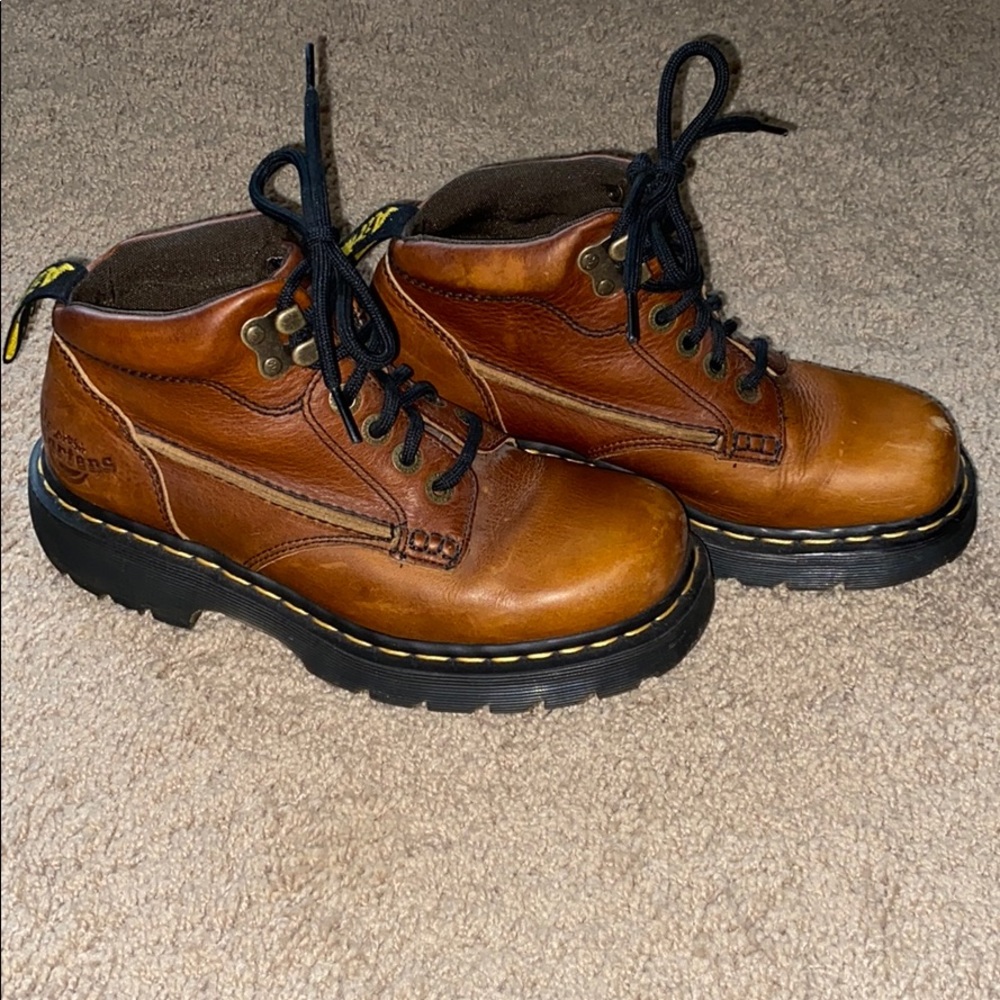 Dr. Martens - Brown Leather Lace-Up Combat Boots
